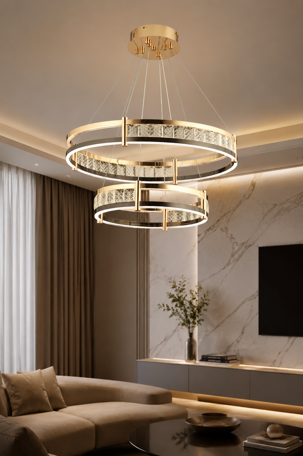Marbella Sarkıt Led Katlı Avize Modern Luxury Salon Yatak Odası Avize