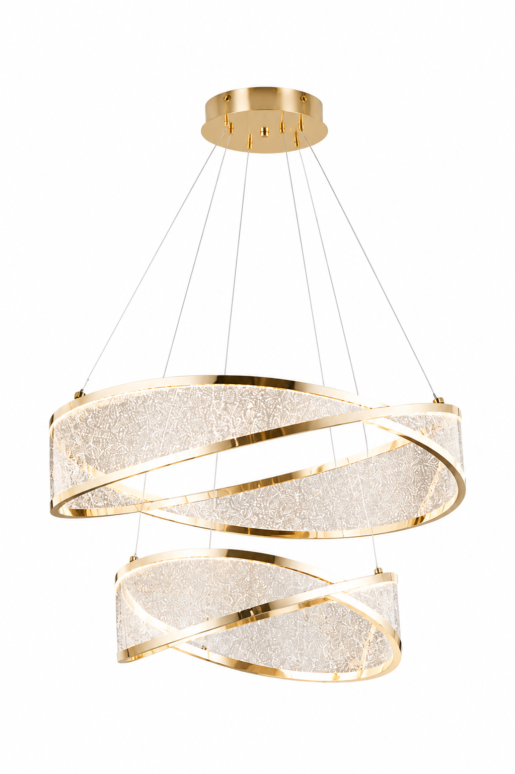 Marisol Gold Sarkıt Led 2 Katlı Avize Modern Luxury Salon Yatak Odası Avize