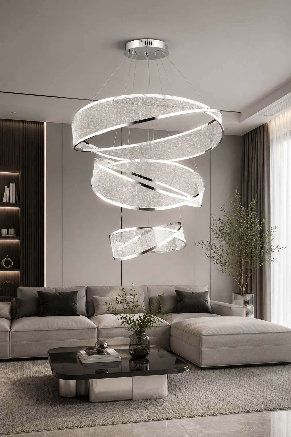 Marisol Krom Sarkıt Led 3 Katlı Avize Modern Luxury Salon Yatak Odası Avize