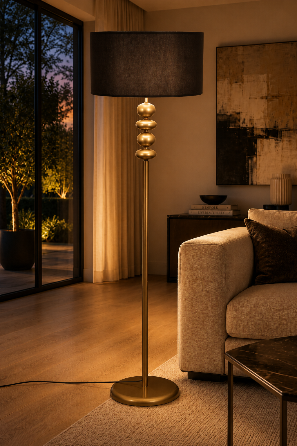 Mercan Eskitme Metal Ayaklı Lambader Siyah Şapka Modern Salon Yatak Odası Köşe Aydınlatma