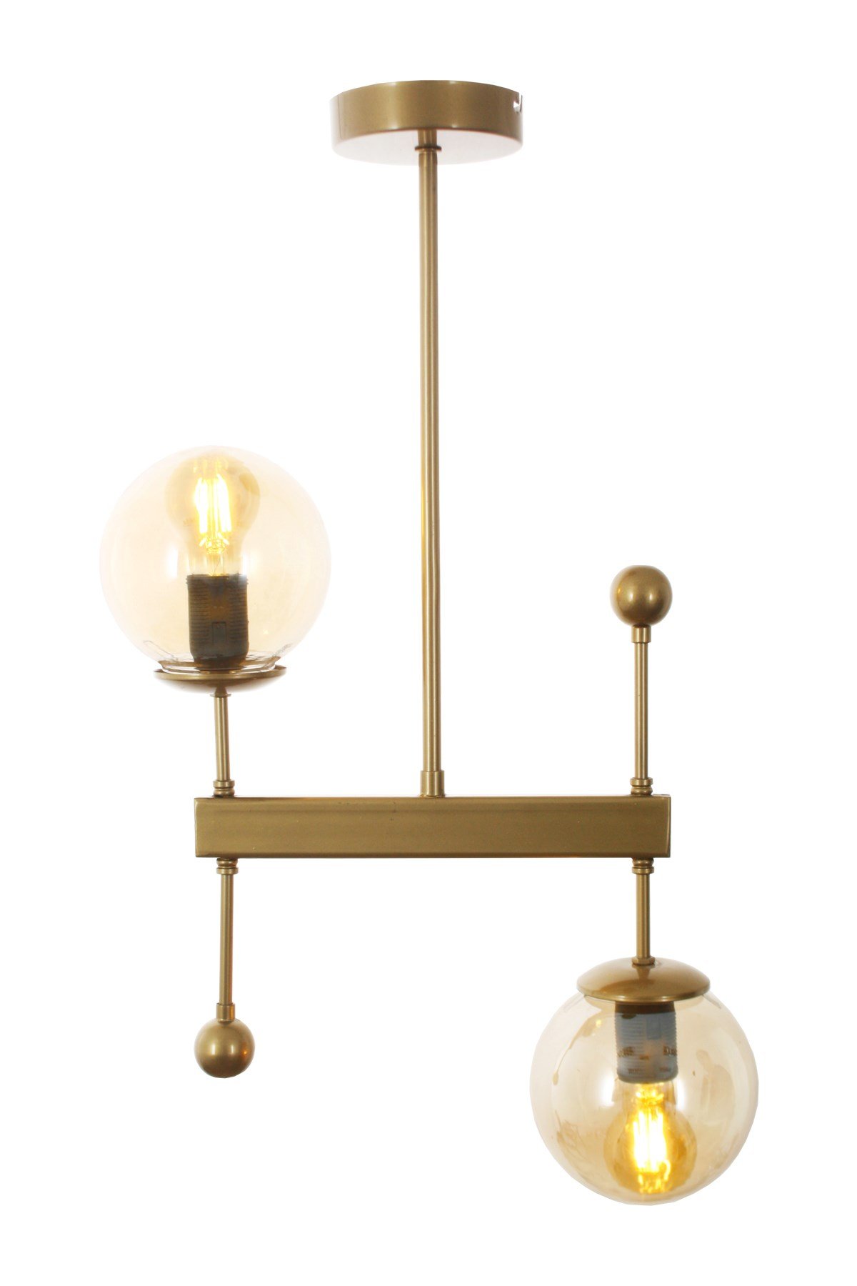 Mirza 2 Li Eskitme Plafonyer Avize-Gold Camlı