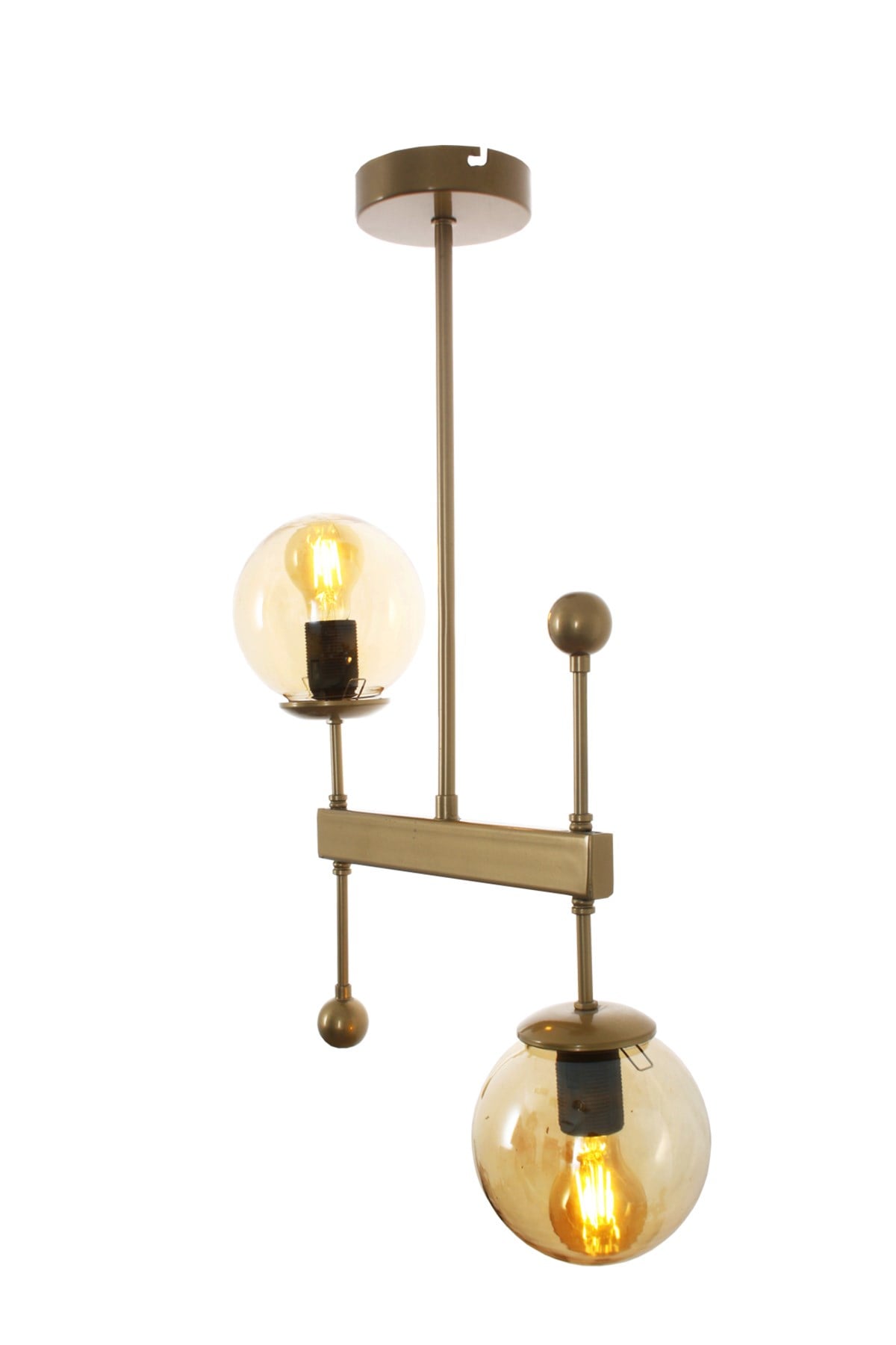 Mirza 2 Li Eskitme Plafonyer Avize-Gold Camlı