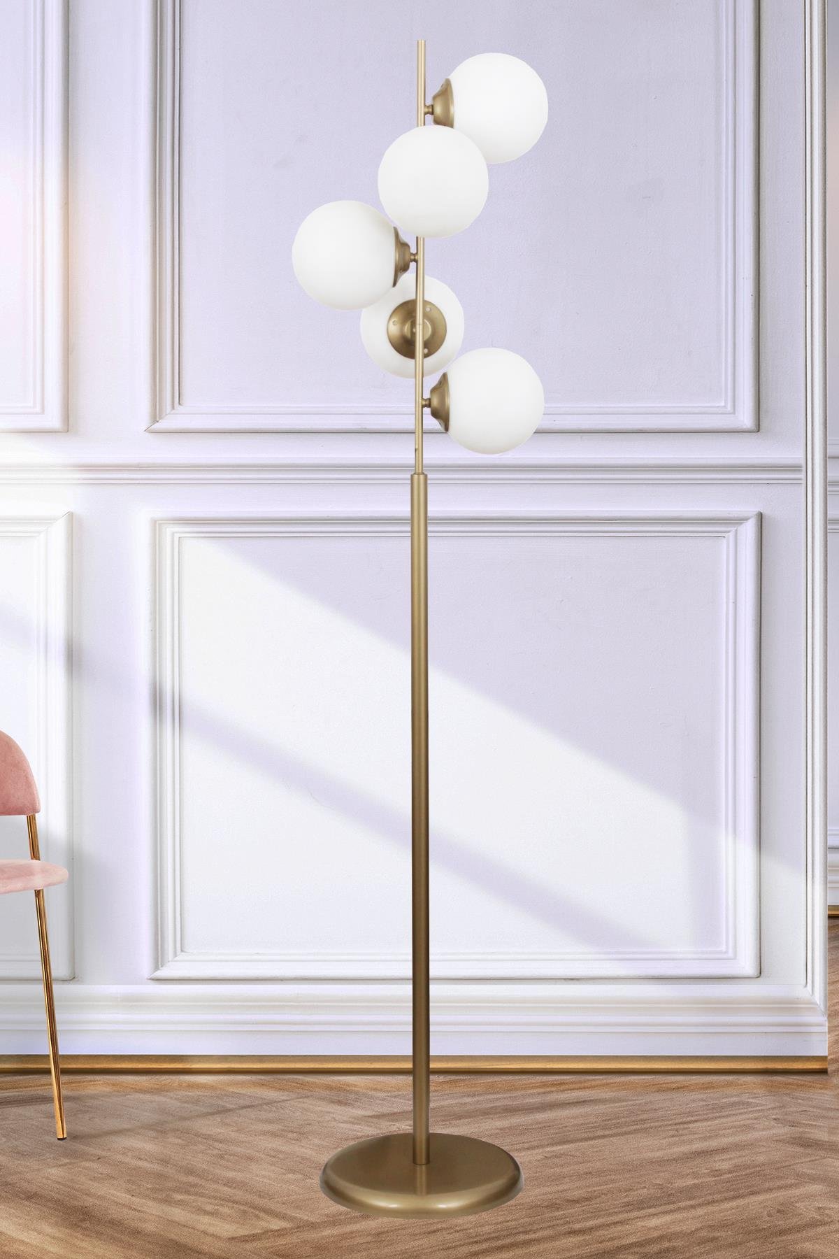 Moden 5 Li Eskitme Lambader Beyaz Camlı Modern , Oturma Odası ,Yatak Odası , Salon Lambader