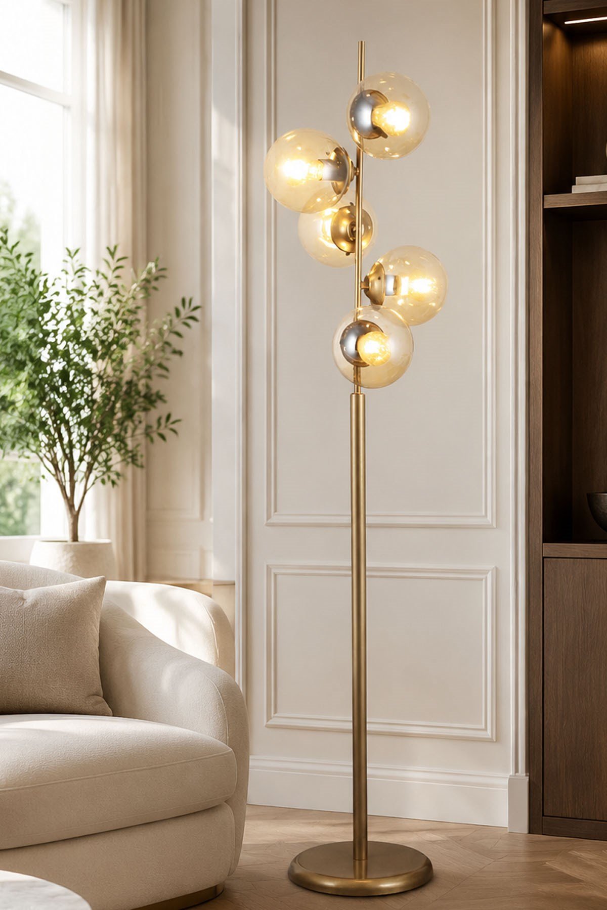 Modena 5 li Eskitme Lambader Bal Camlı Modern  Oturma Odası ,Yatak Odası , Salon Lambader