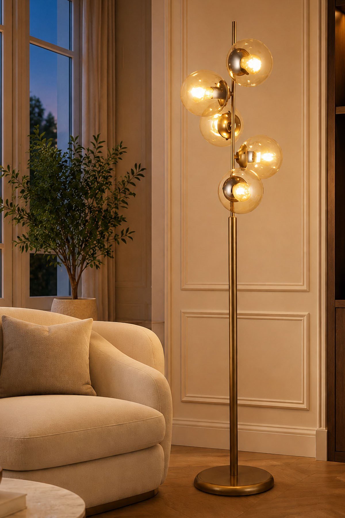 Modena 5 li Eskitme Lambader Bal Camlı Modern  Oturma Odası ,Yatak Odası , Salon Lambader