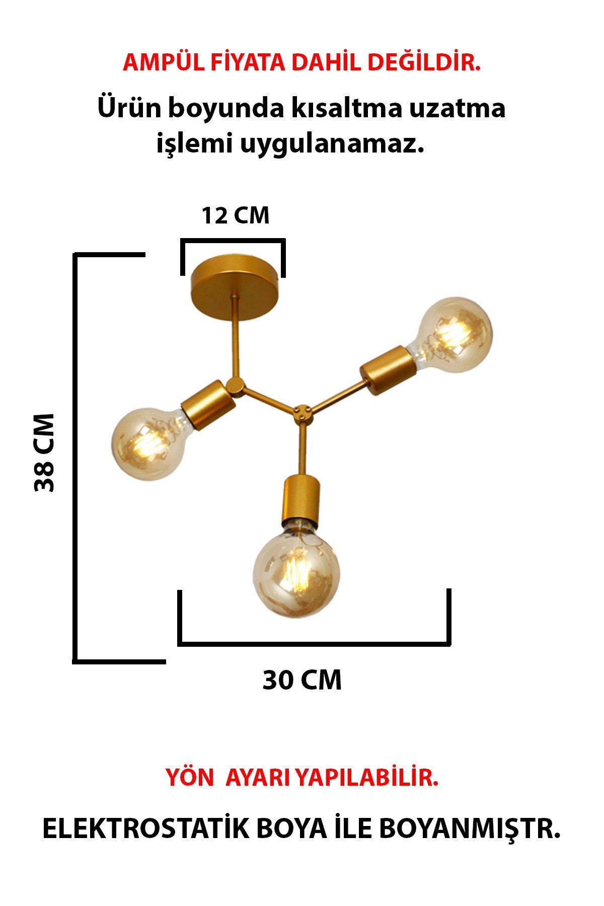 Pera 3 Lü Gold Plafonyer Avize 3138 03 0400 08 00