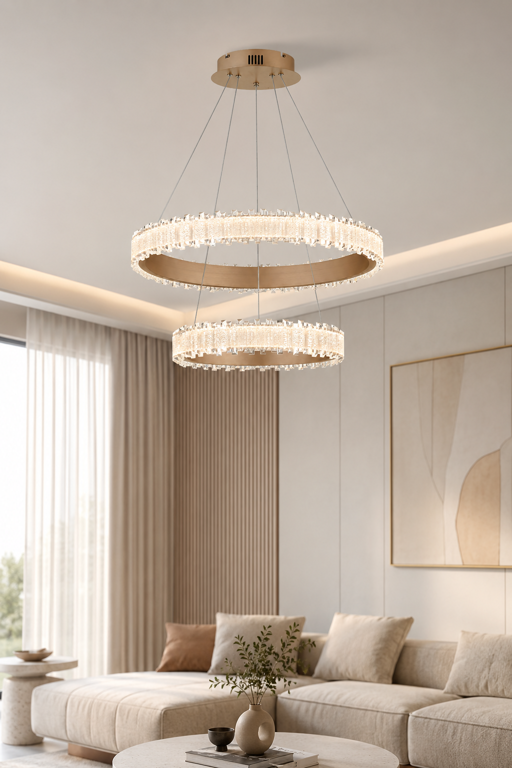 Rosalia Bronz Sarkıt Led 2 Katlı Avize Modern Luxury Salon Yatak Odası Avize