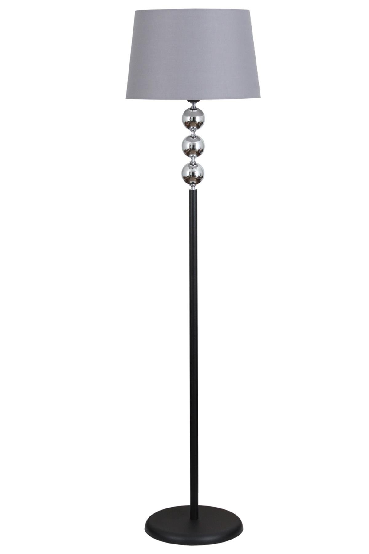 Silva Siyah Krom Metal Lambader Gri Konik Şapka Modern , Yatak Odası, Salon Lambader