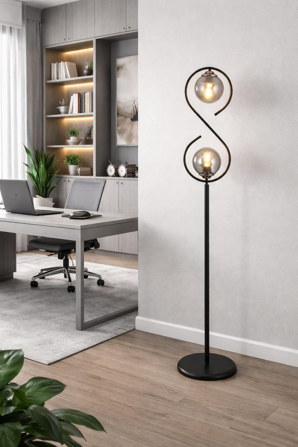 Sonsuz 2 Li Siyah Lambader Füme Camlı Modern , Oturma Odası ,Yatak Odası , Salon Lambader