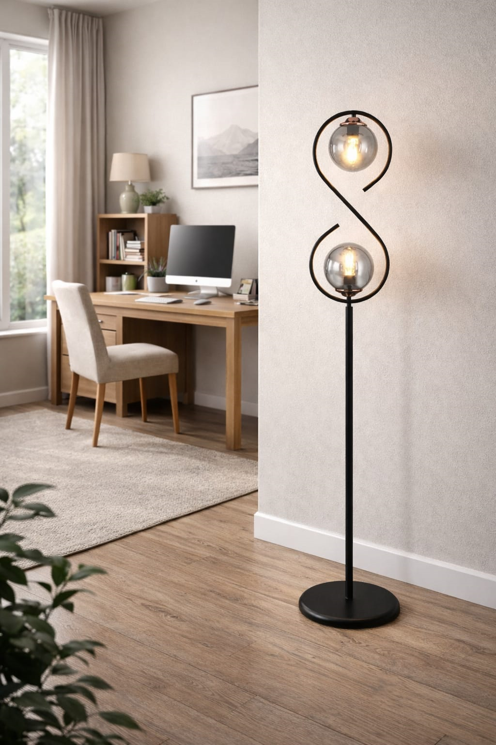 Sonsuz 2 Li Siyah Lambader Füme Camlı Modern , Oturma Odası ,Yatak Odası , Salon Lambader