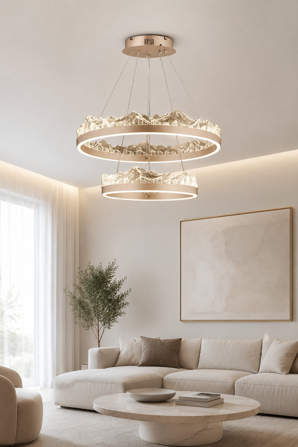 Toledo Bronz Sarkıt 2 Katlı Led Avize Modern Luxury Salon Yatak Odası Avize