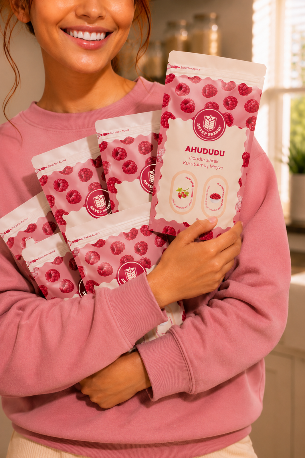   Ahududu Kuru Meyve Cipsi - Dondurularak Kurutulmuş Freeze Dried Çıtır Ahududu