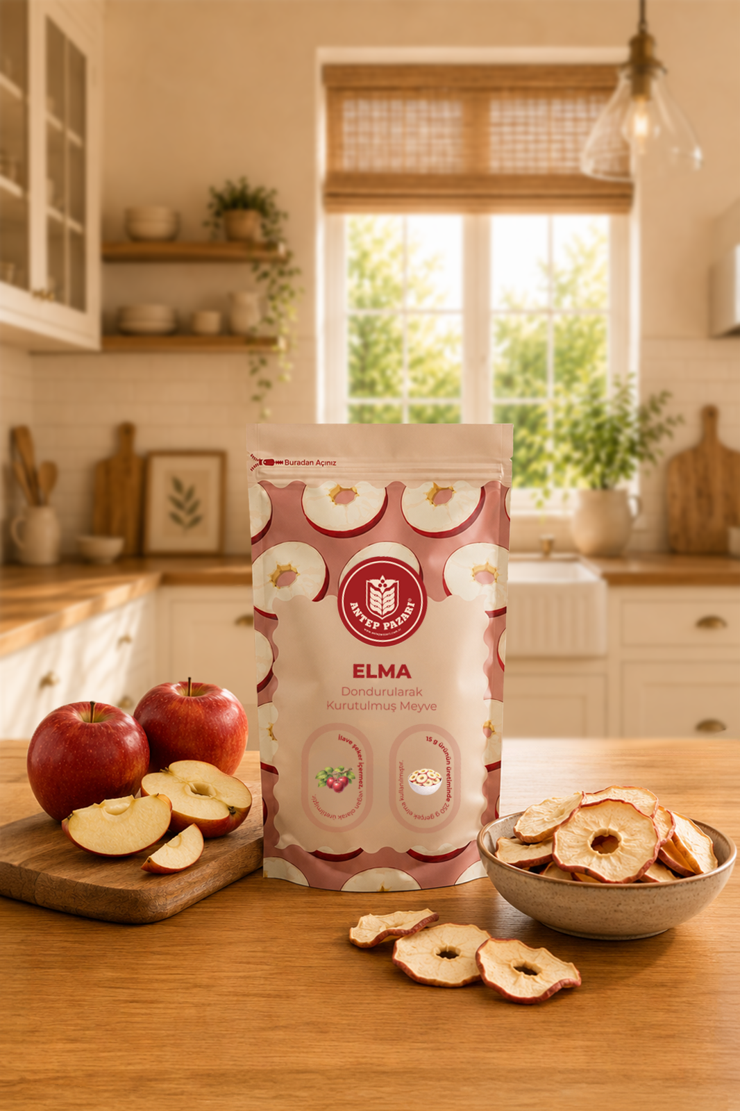  Elma Kuru Meyve Cipsi - Dondurularak Kurutulmuş Freeze Dried Çıtır Elma