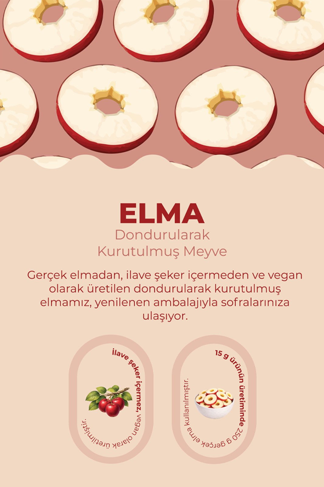  Elma Kuru Meyve Cipsi - Dondurularak Kurutulmuş Freeze Dried Çıtır Elma
