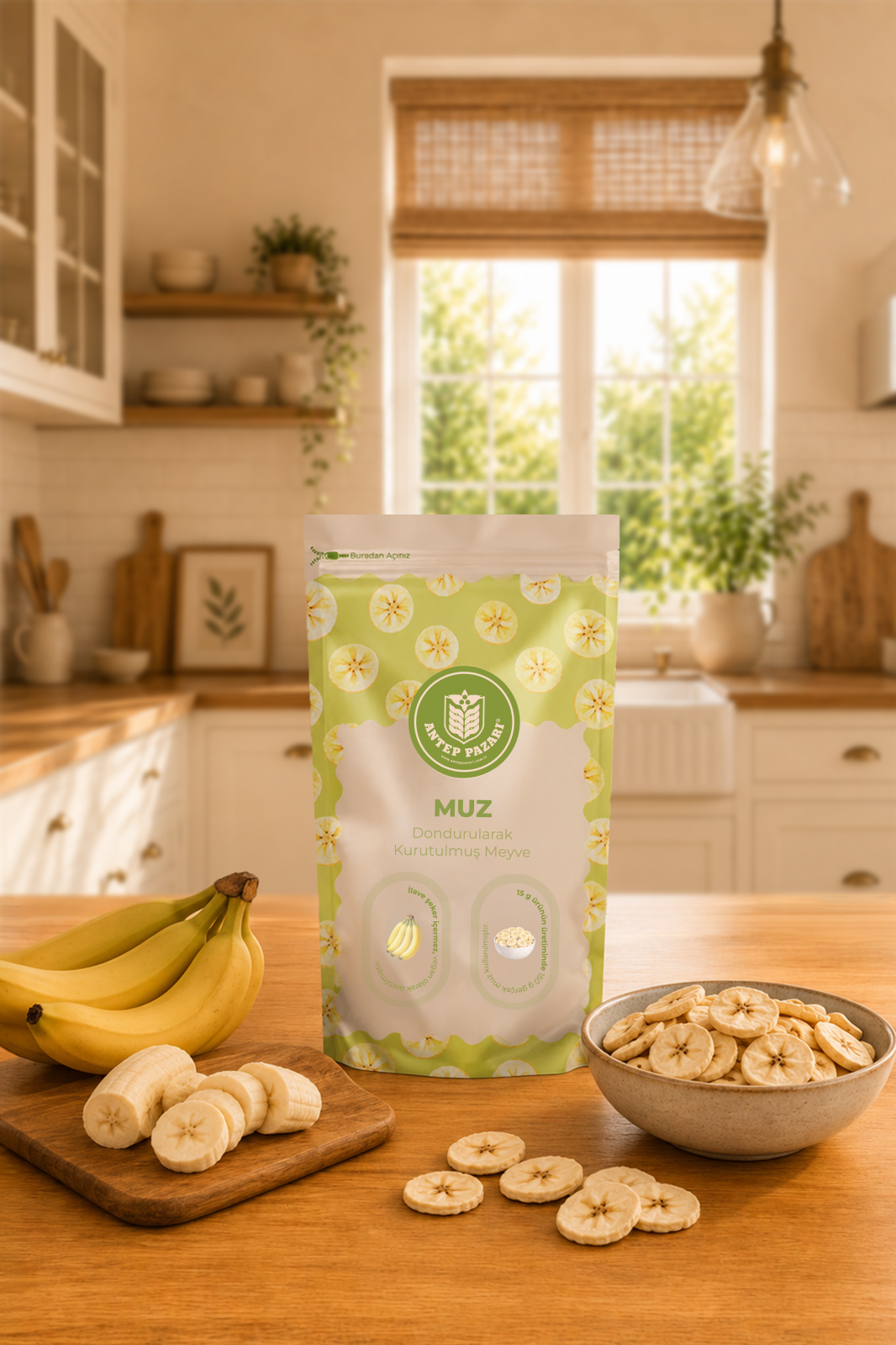  Muz Kuru Meyve Cipsi - Dondurularak Kurutulmuş Freeze Dried Çıtır Muz