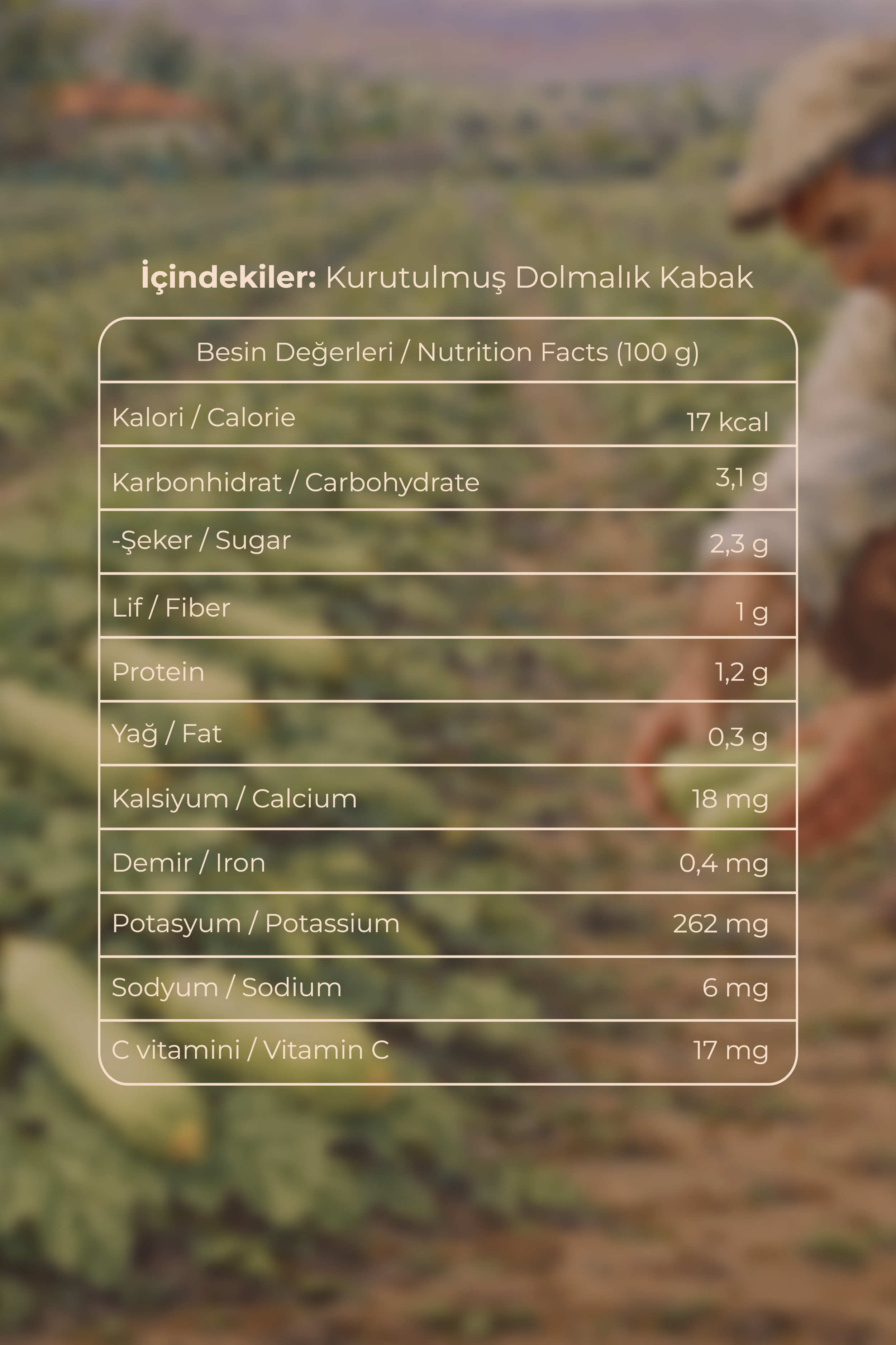 Dolmalık Kabak Kurusu 1 Bağ (23-25 adet)