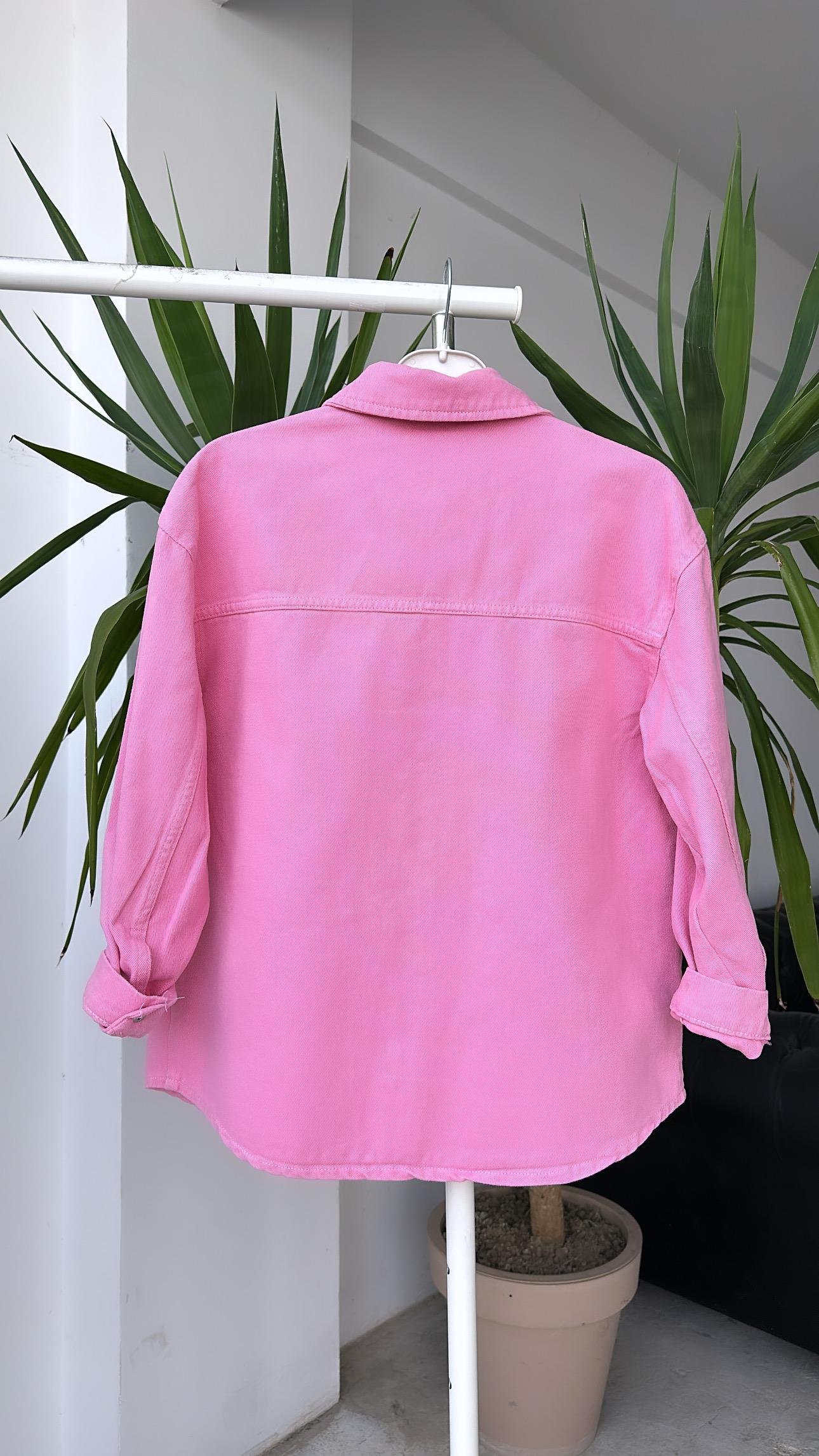  Gabardin Ceket Gömlek Pembe