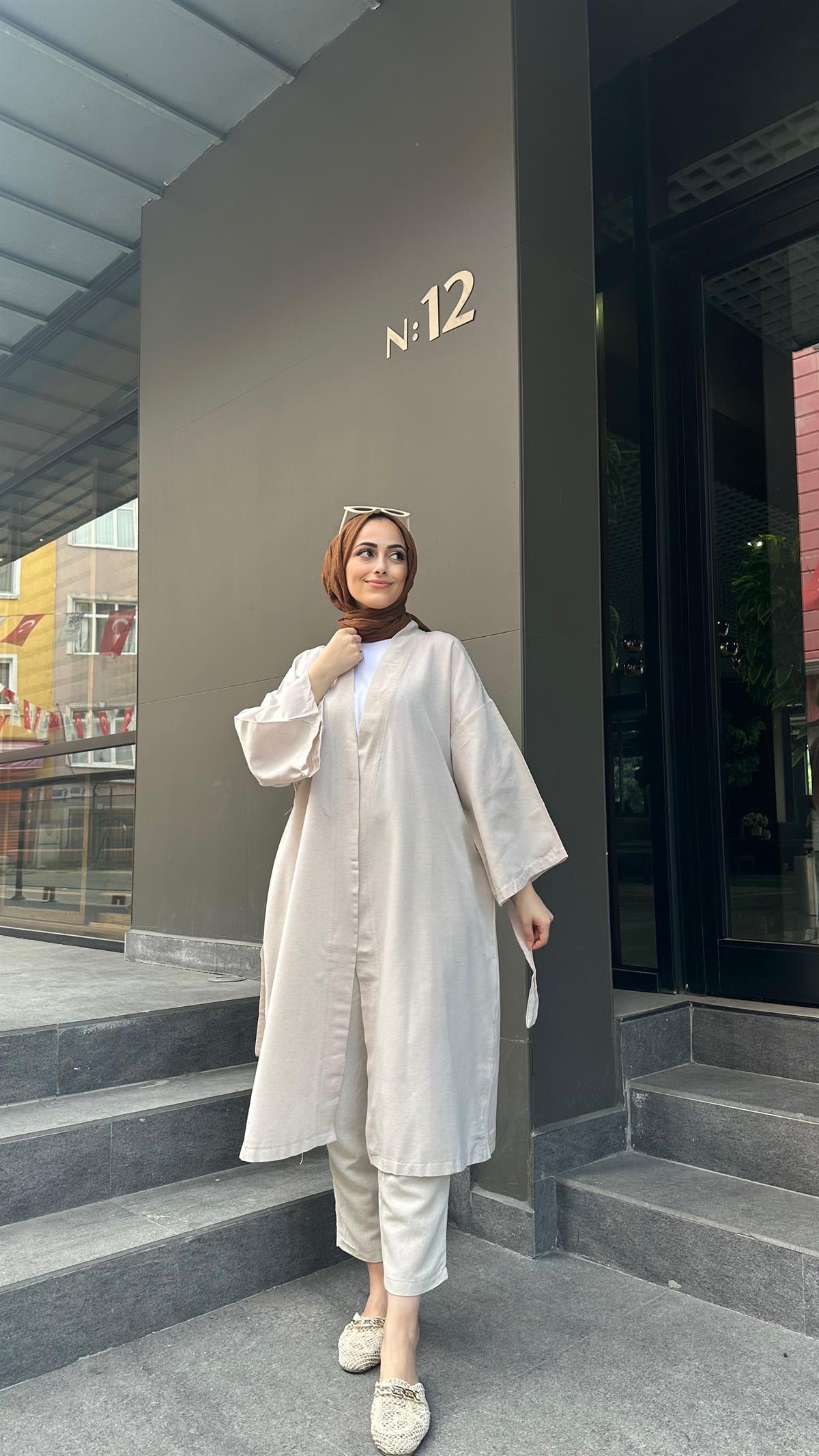  Keten Kimono Bej