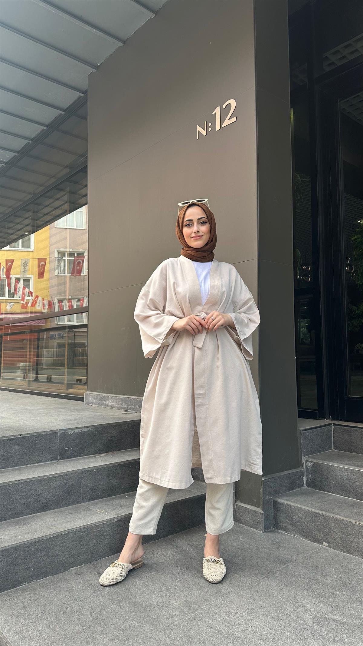  Keten Kimono Bej