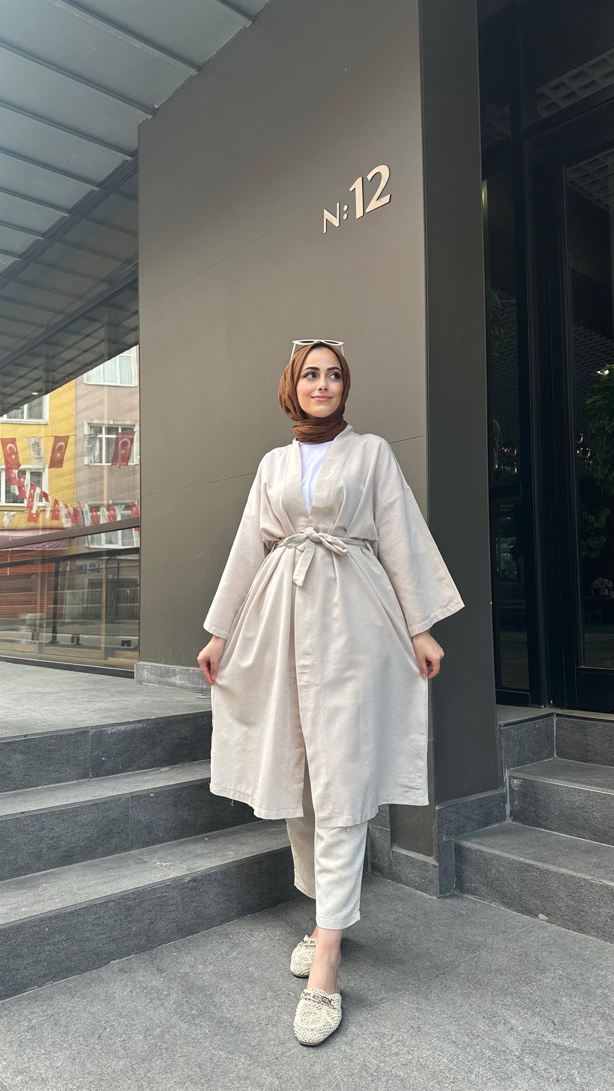  Keten Kimono Bej