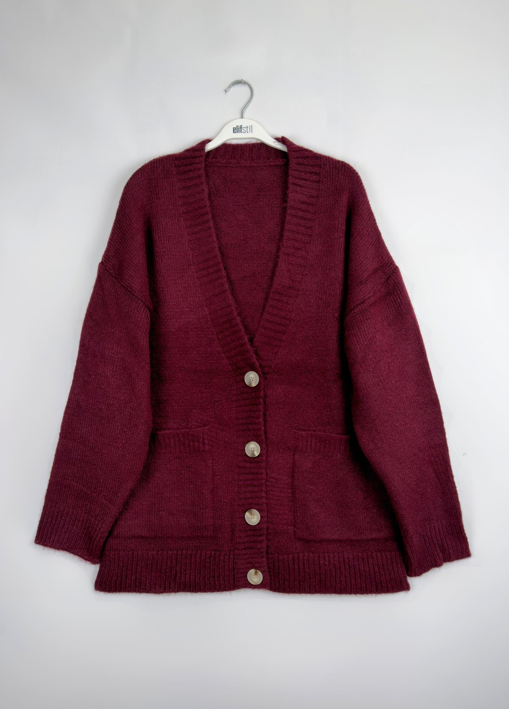 Adena Triko Hırka Bordo  