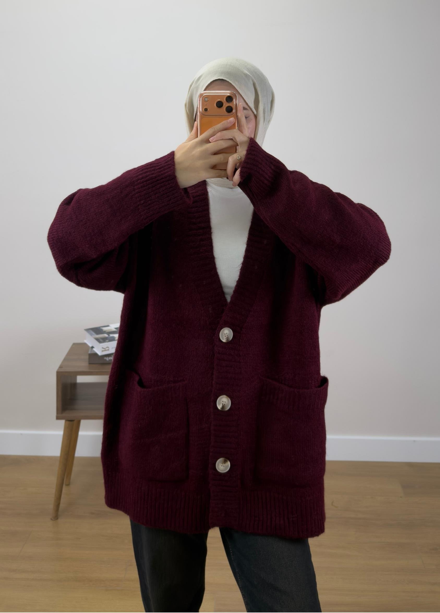 Adena Triko Hırka Bordo  