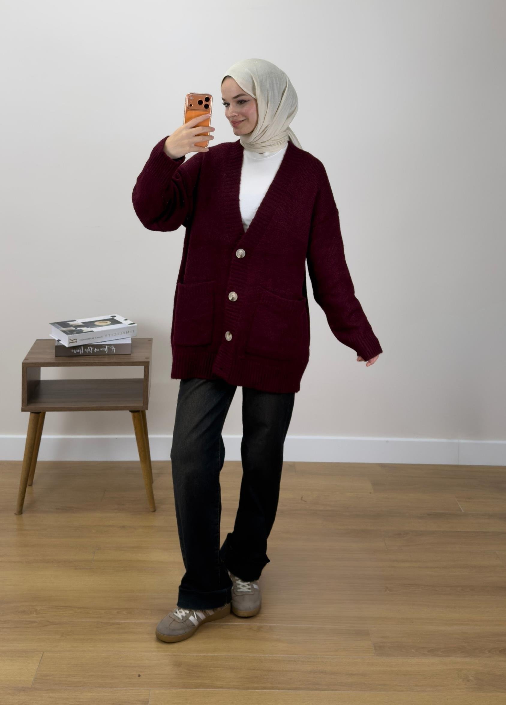 Adena Triko Hırka Bordo  