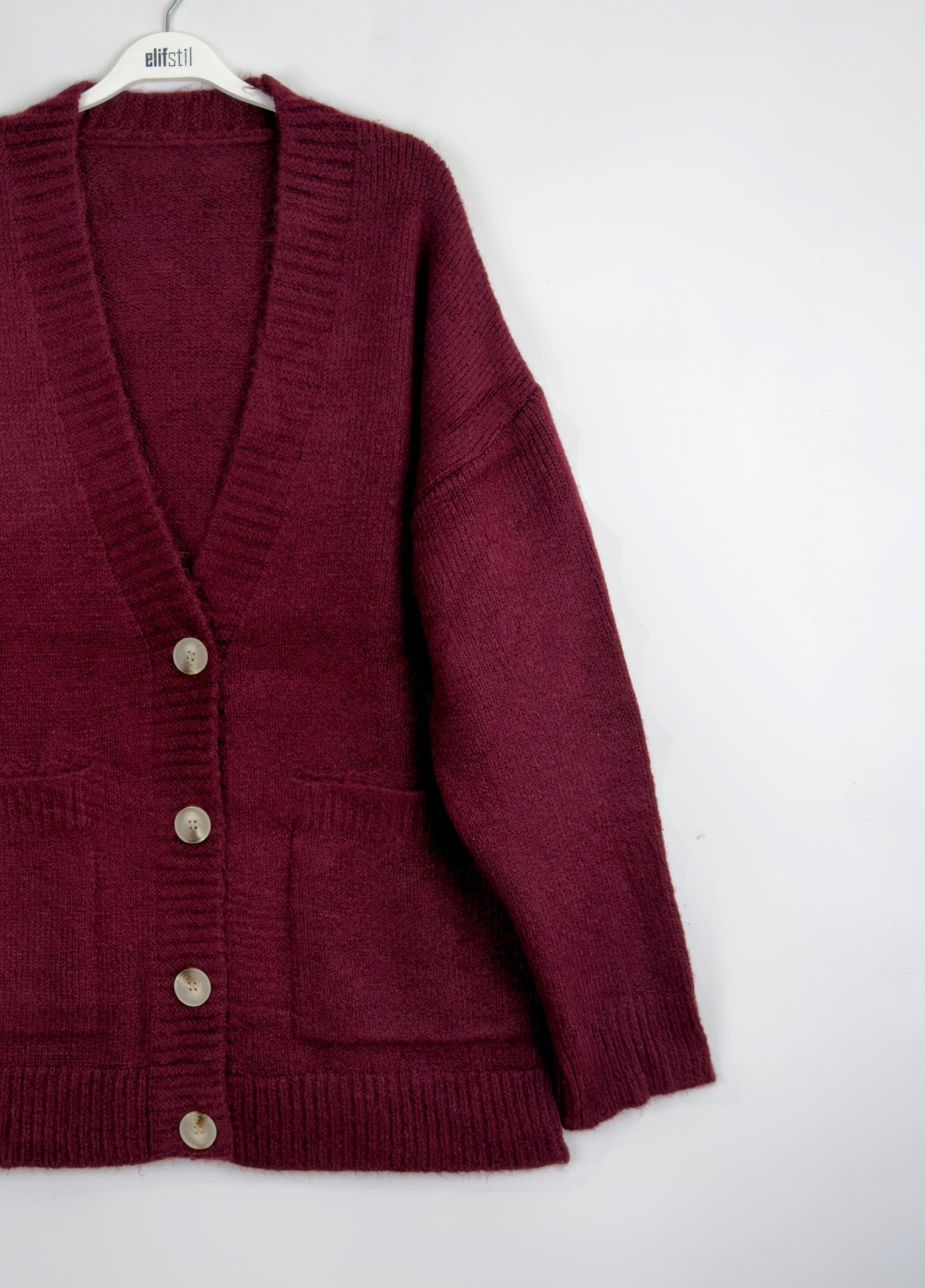 Adena Triko Hırka Bordo  