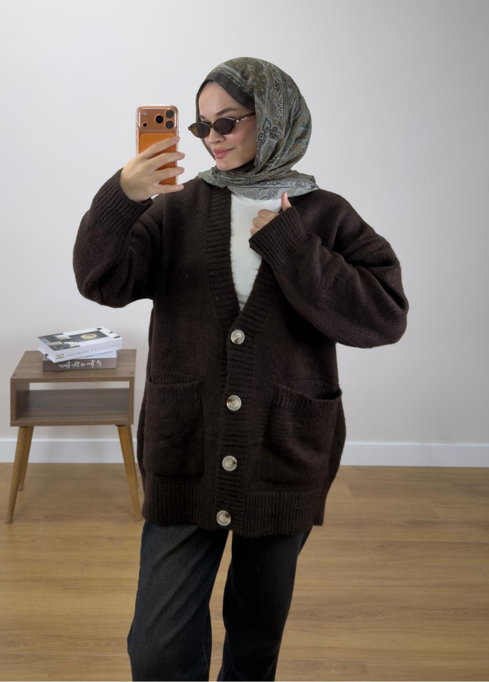 Adena Triko Hırka Kahve 