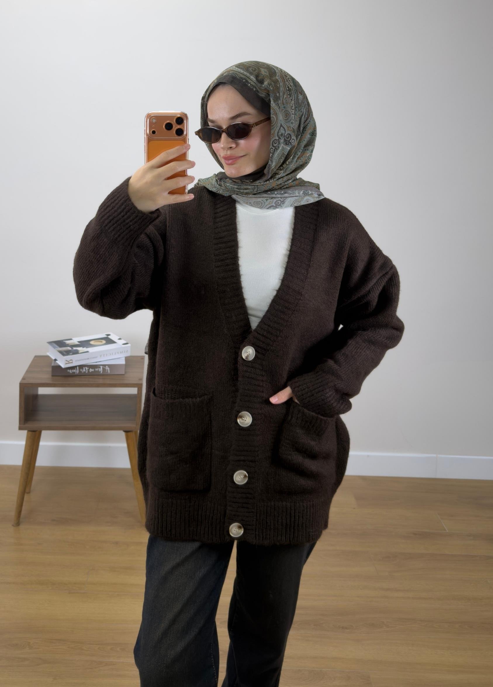 Adena Triko Hırka Kahve 