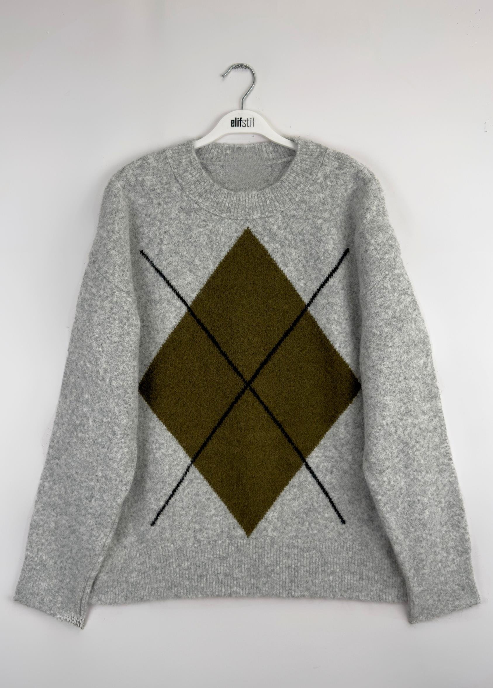 Almira Baklava Desen Kazak Gri 