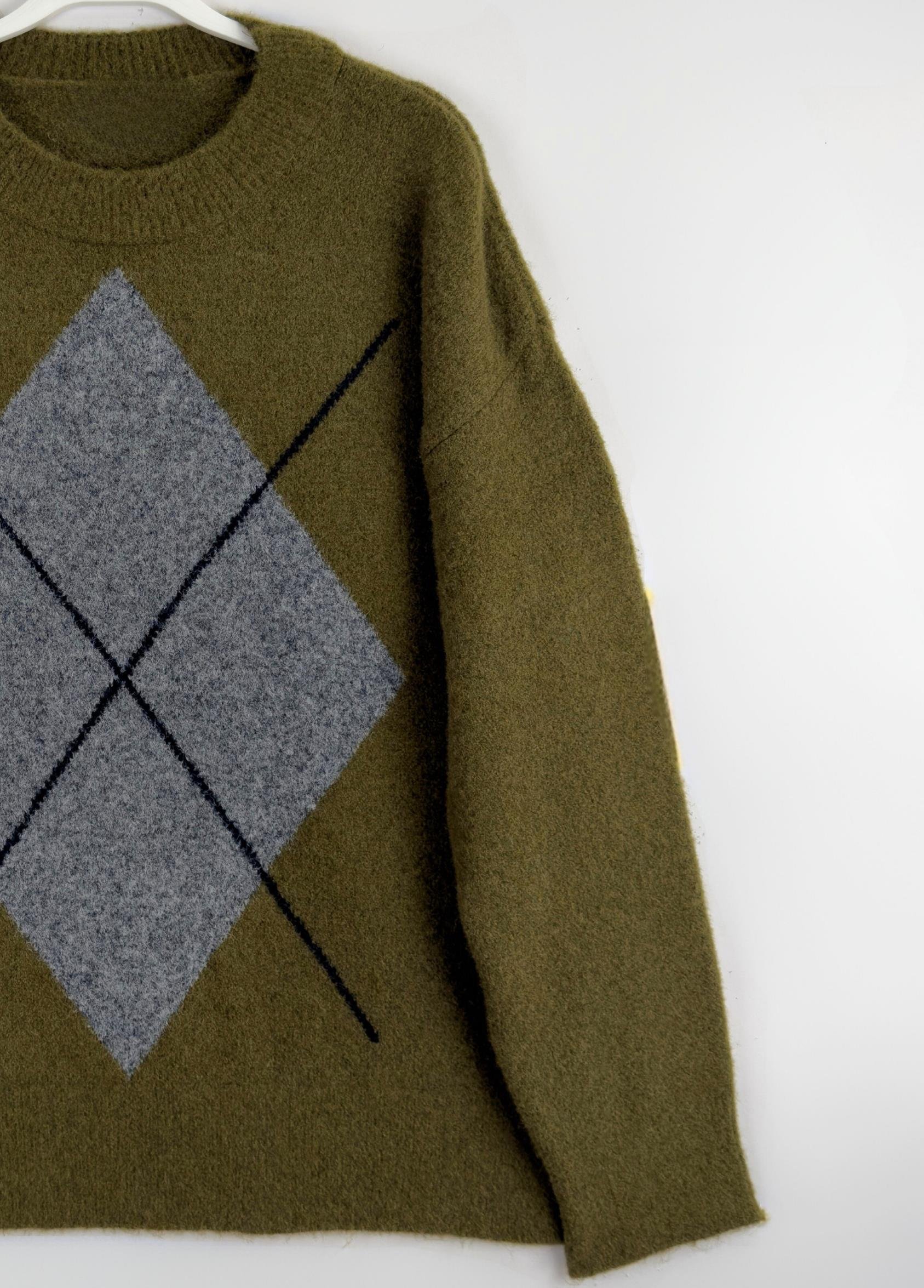 Almira Baklava Desen Kazak Yağ Yeşili 