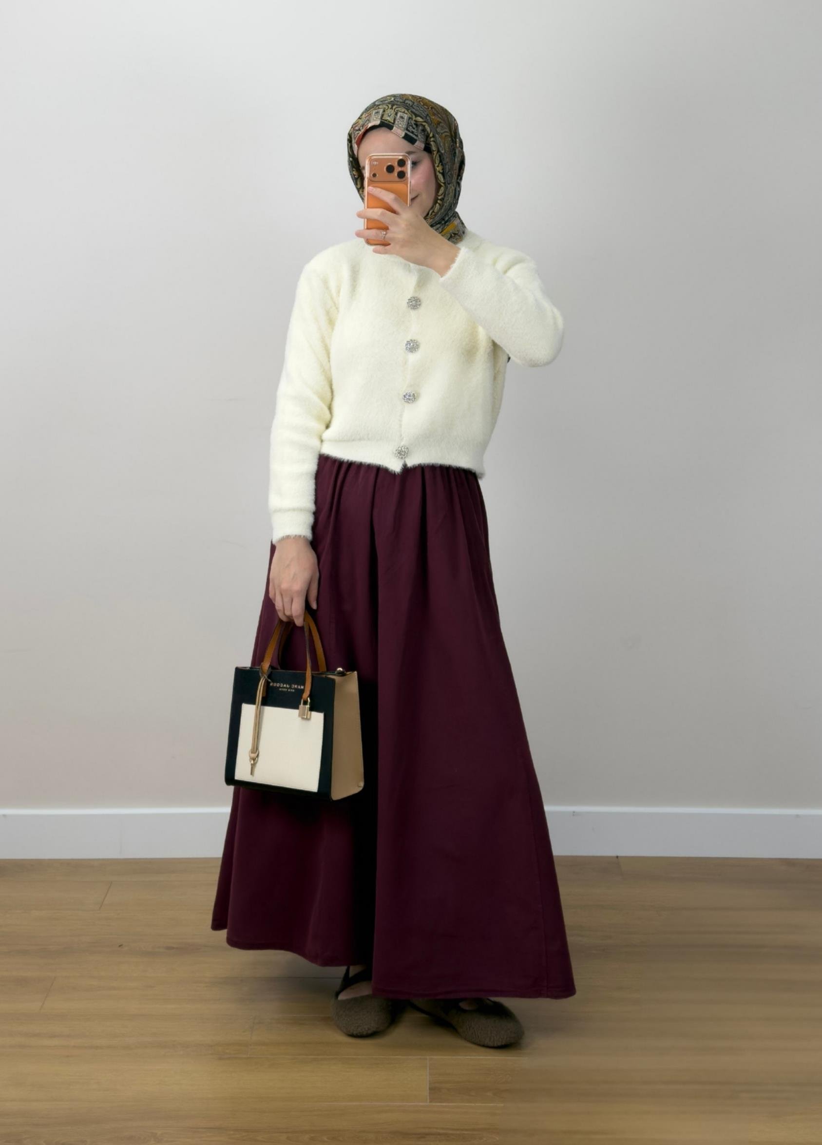 Aria Taşlı Sakallı Hırka Ekru