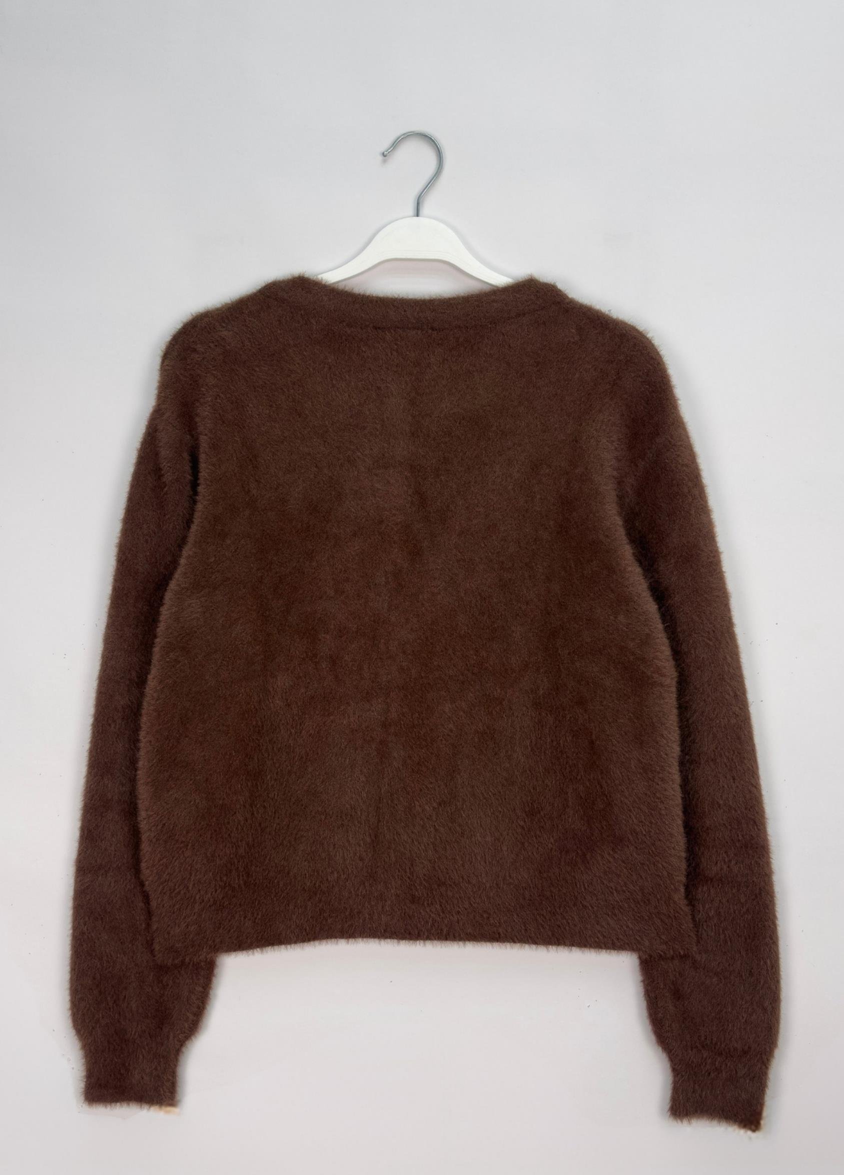 Aria Taşlı Sakallı Hırka Kahve