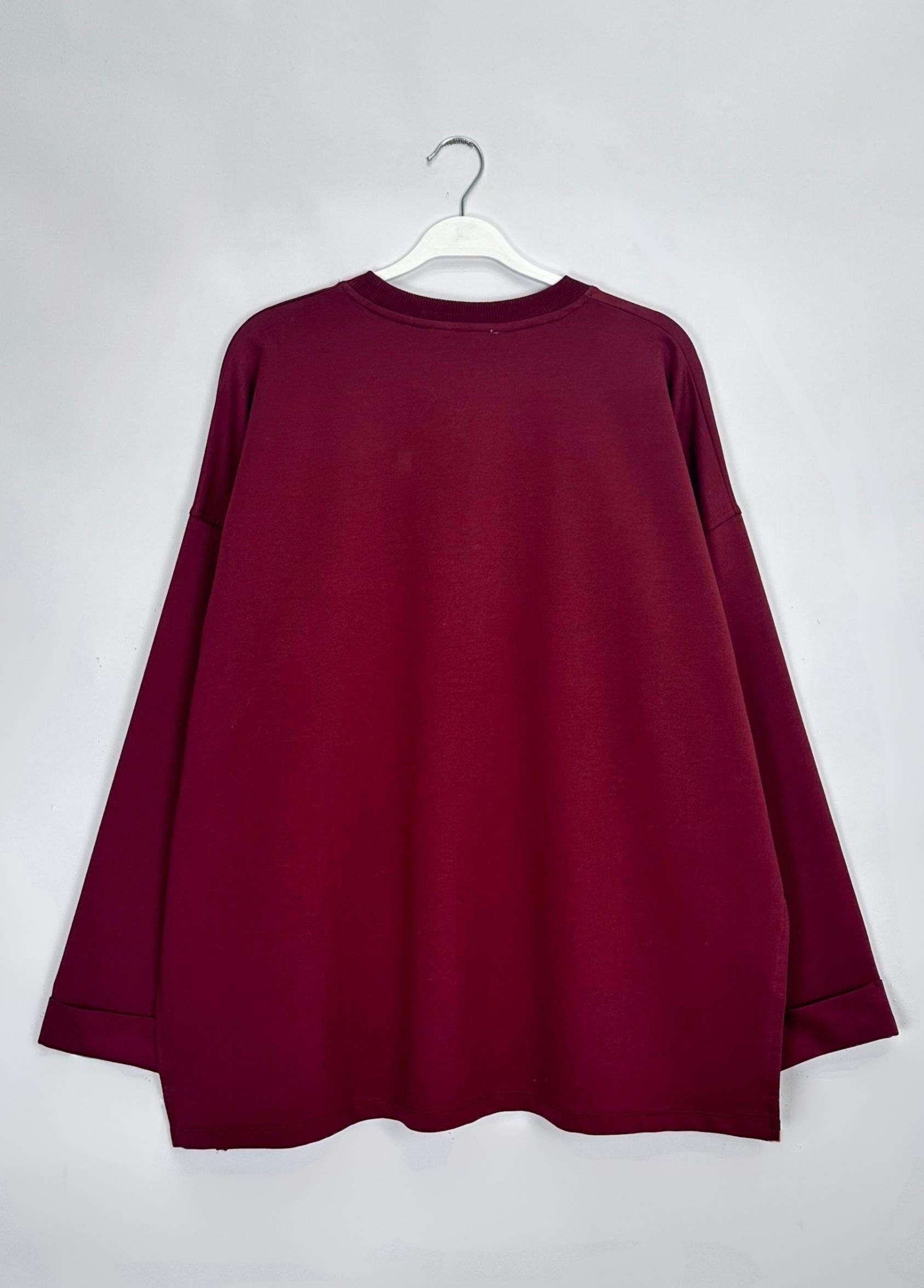 Arin Yırtmaçlı Sweat Bordo  