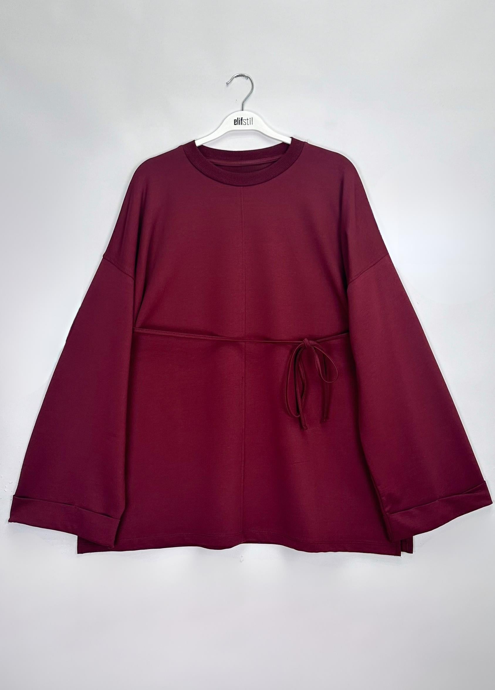 Arin Yırtmaçlı Sweat Bordo  