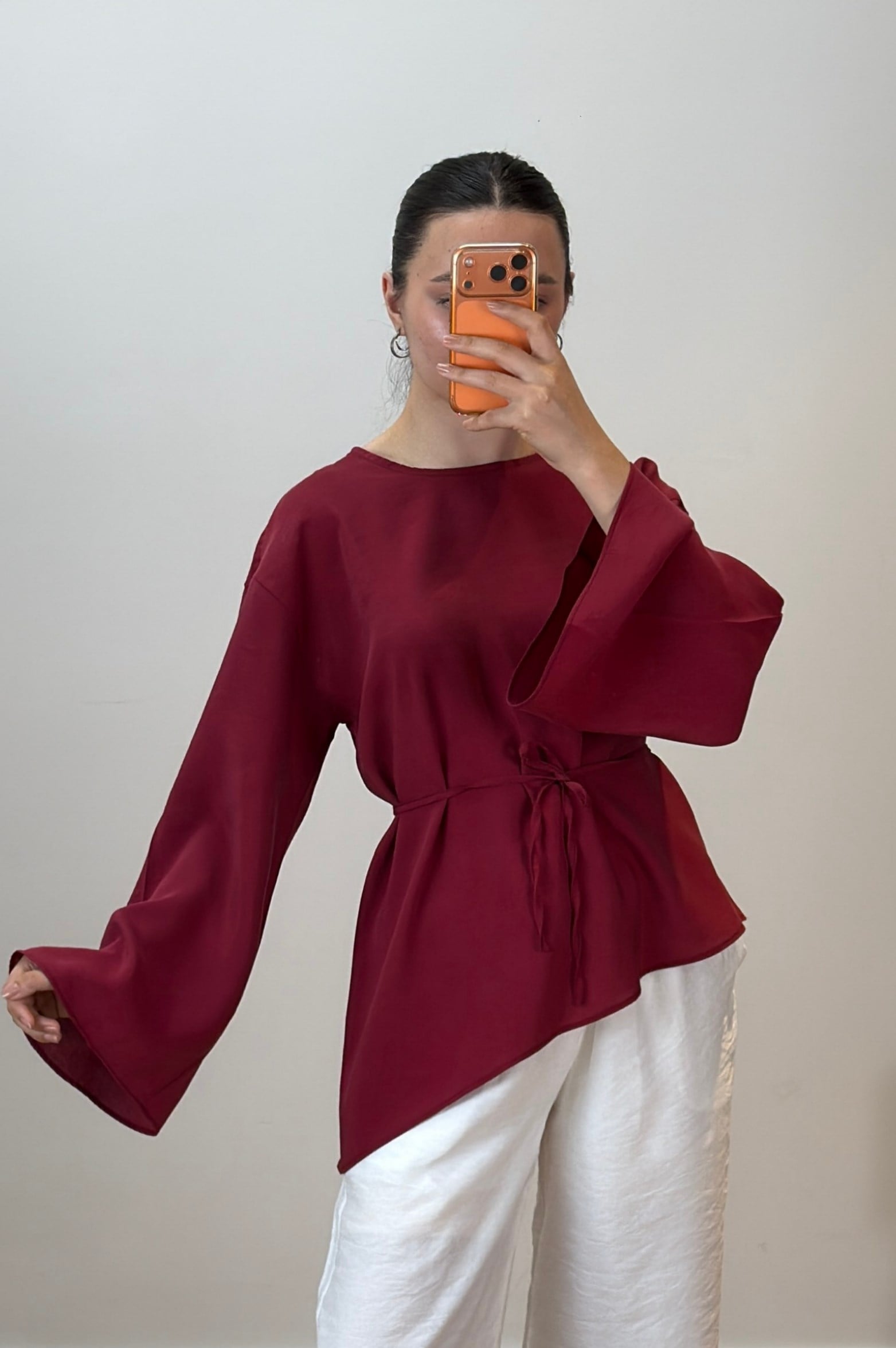 Asimetrik Tensel Bluz Bordo