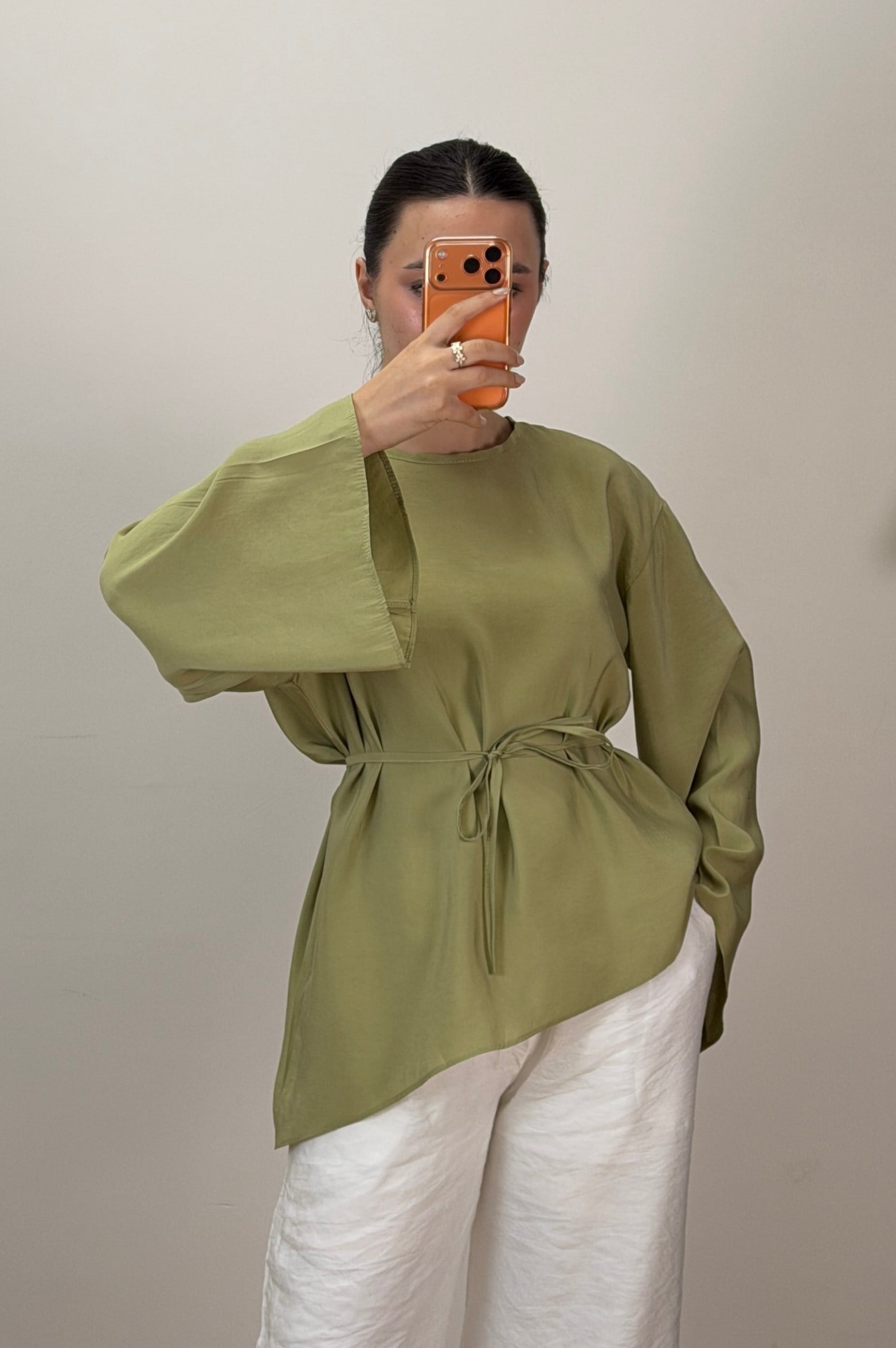 Asimetrik Tensel Bluz Olive 