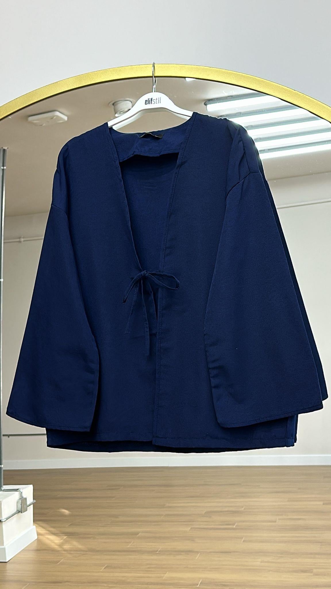 Bağcıklı Kimono Lacivert 