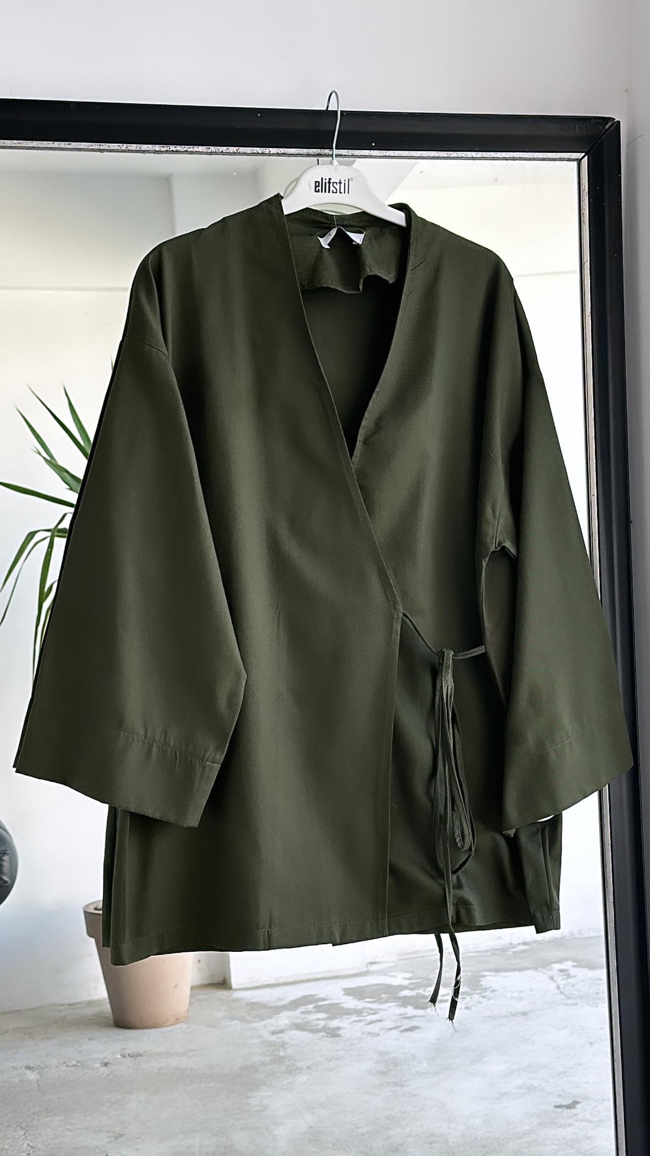 Bağlamalı Kimono Haki