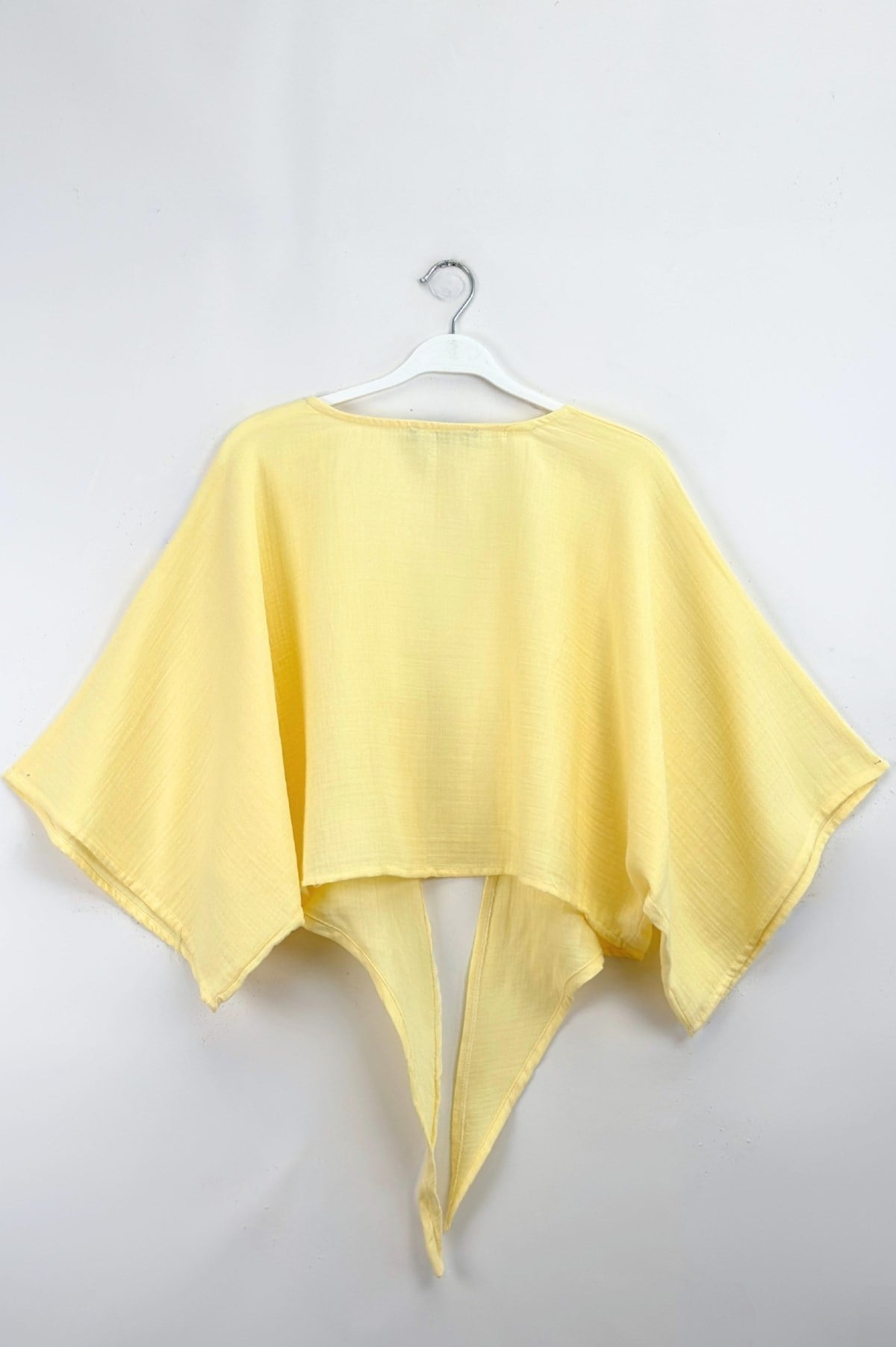 Bağlamalı Kısa Kimono Sarı 