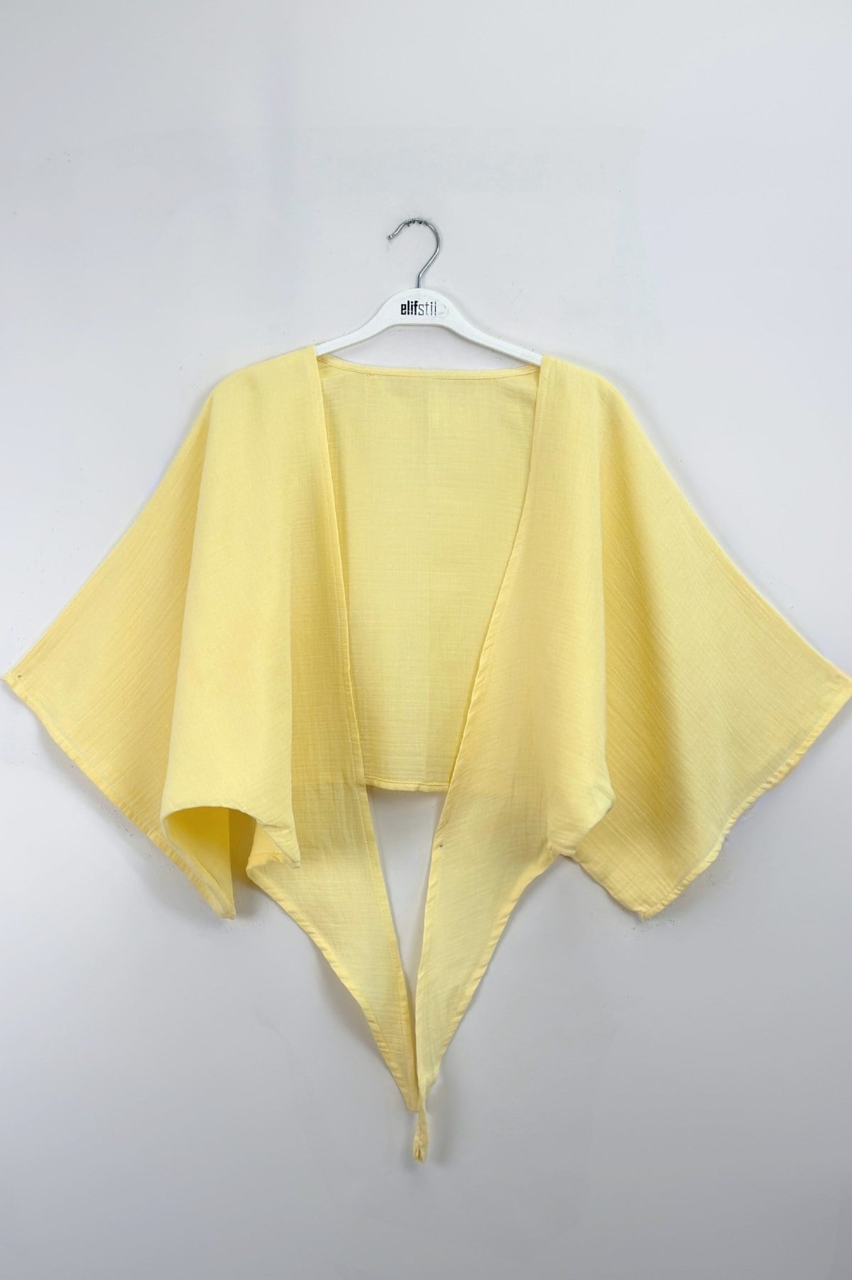 Bağlamalı Kısa Kimono Sarı 