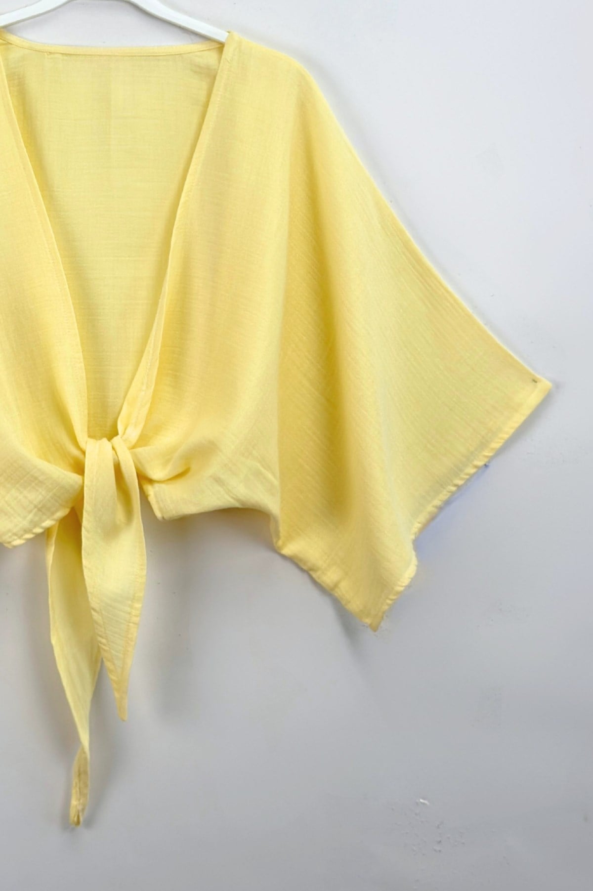 Bağlamalı Kısa Kimono Sarı 