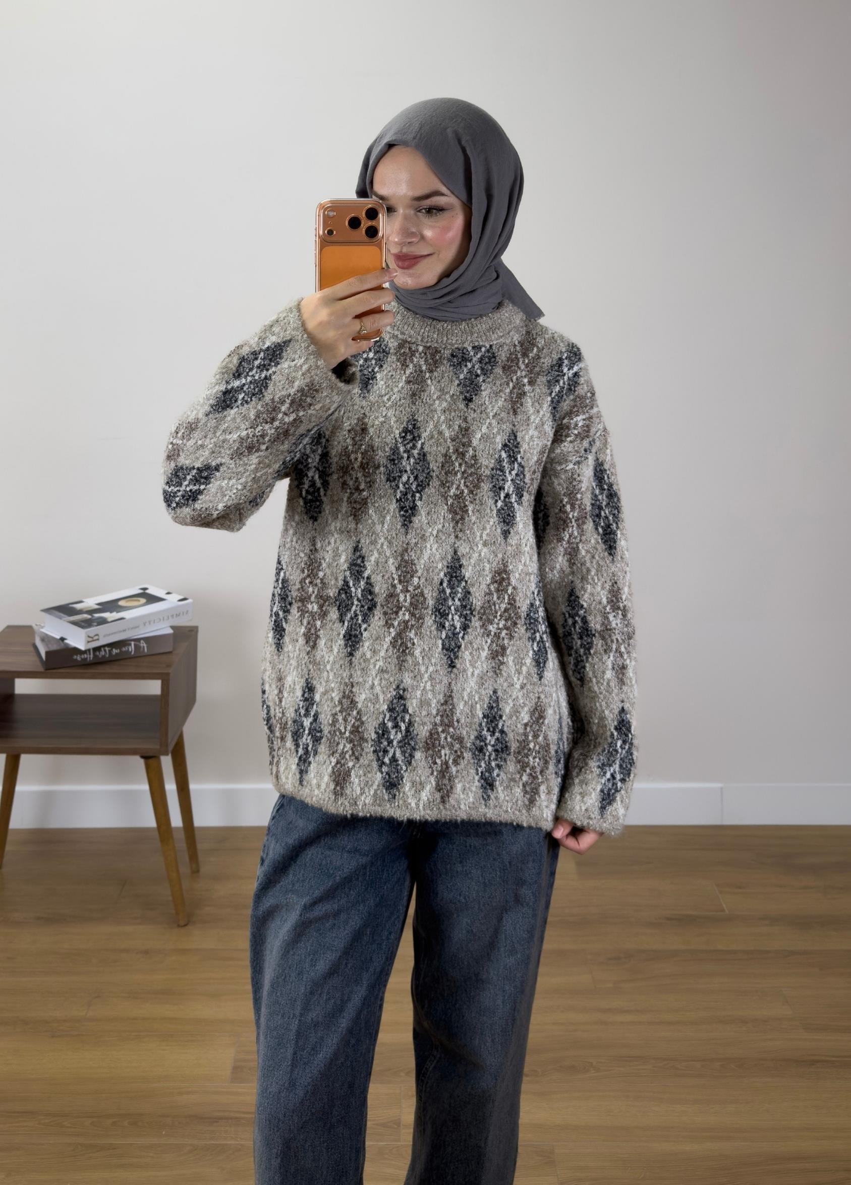 Baklava Desen Buklet Kazak Vizon 