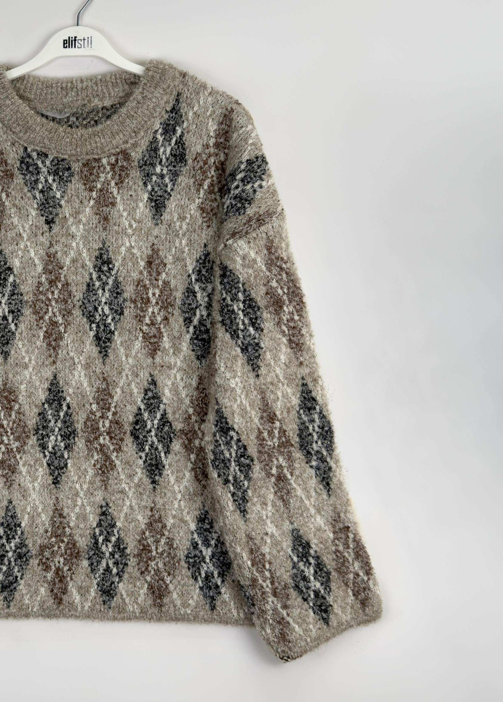 Baklava Desen Buklet Kazak Vizon 