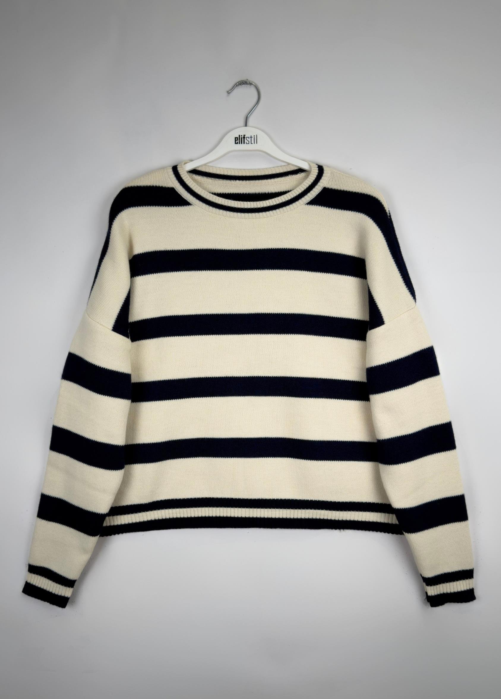 Basıc Triko Kazak Ekru