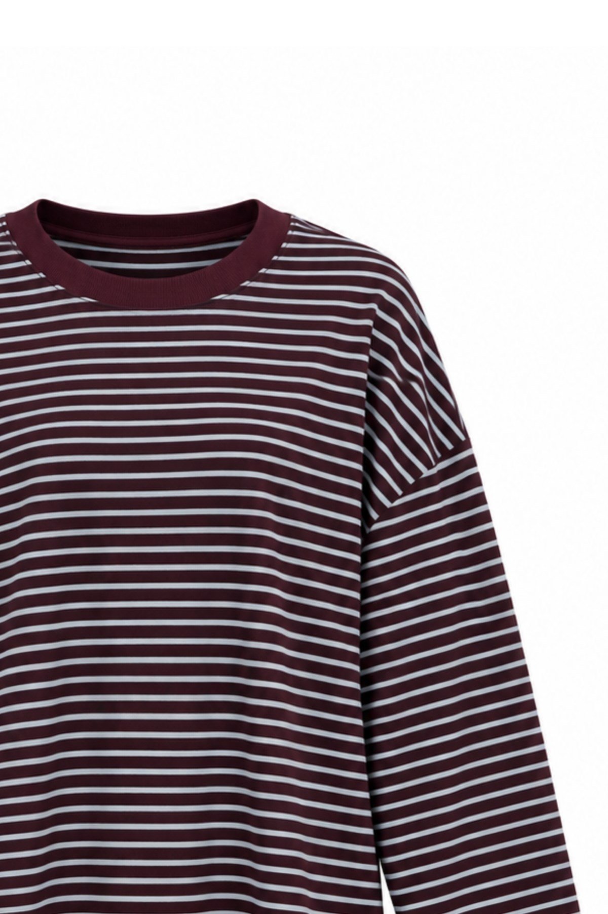 Baskılı Çizgili Sweat Bordo