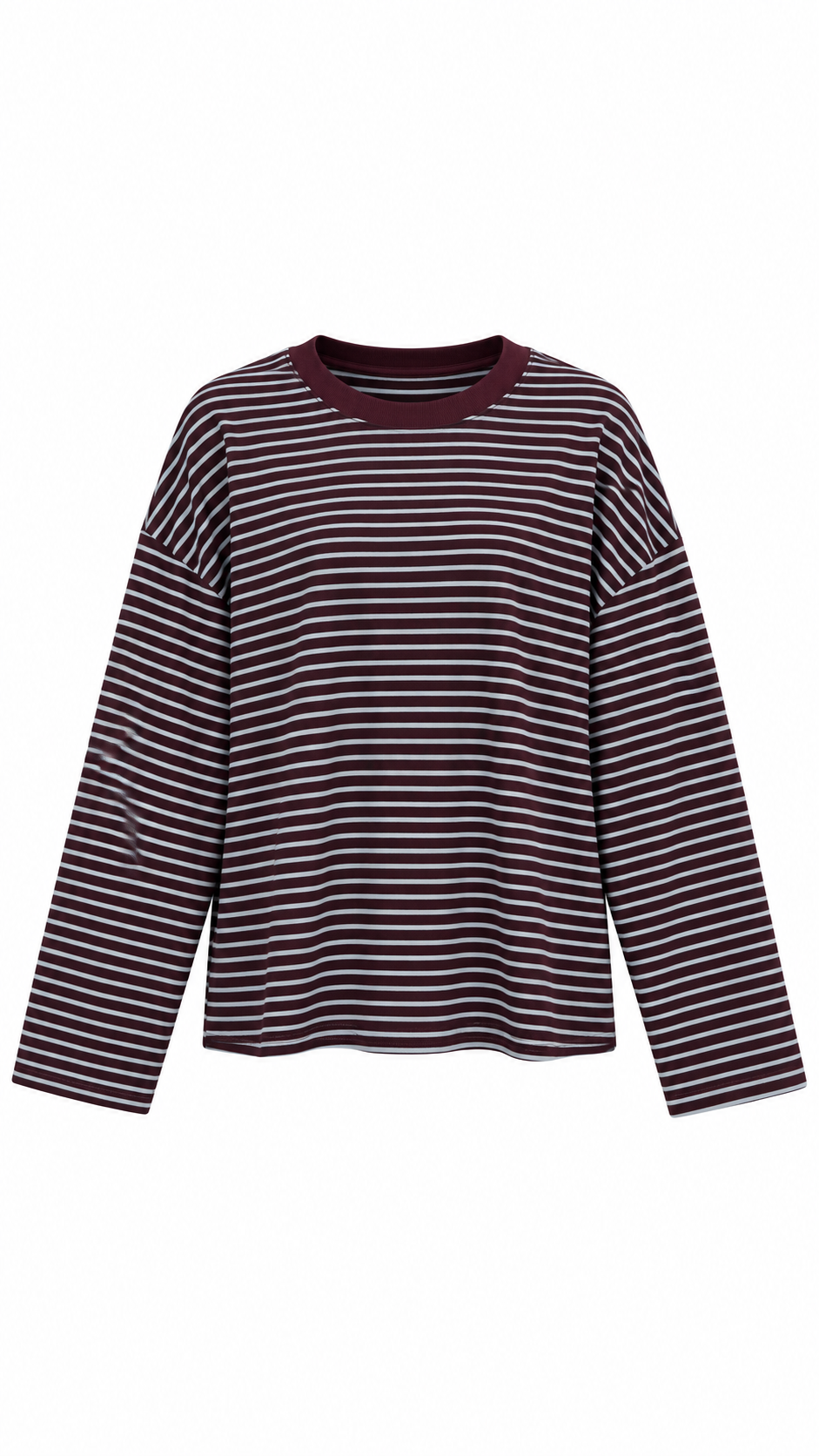 Baskılı Çizgili Sweat Bordo