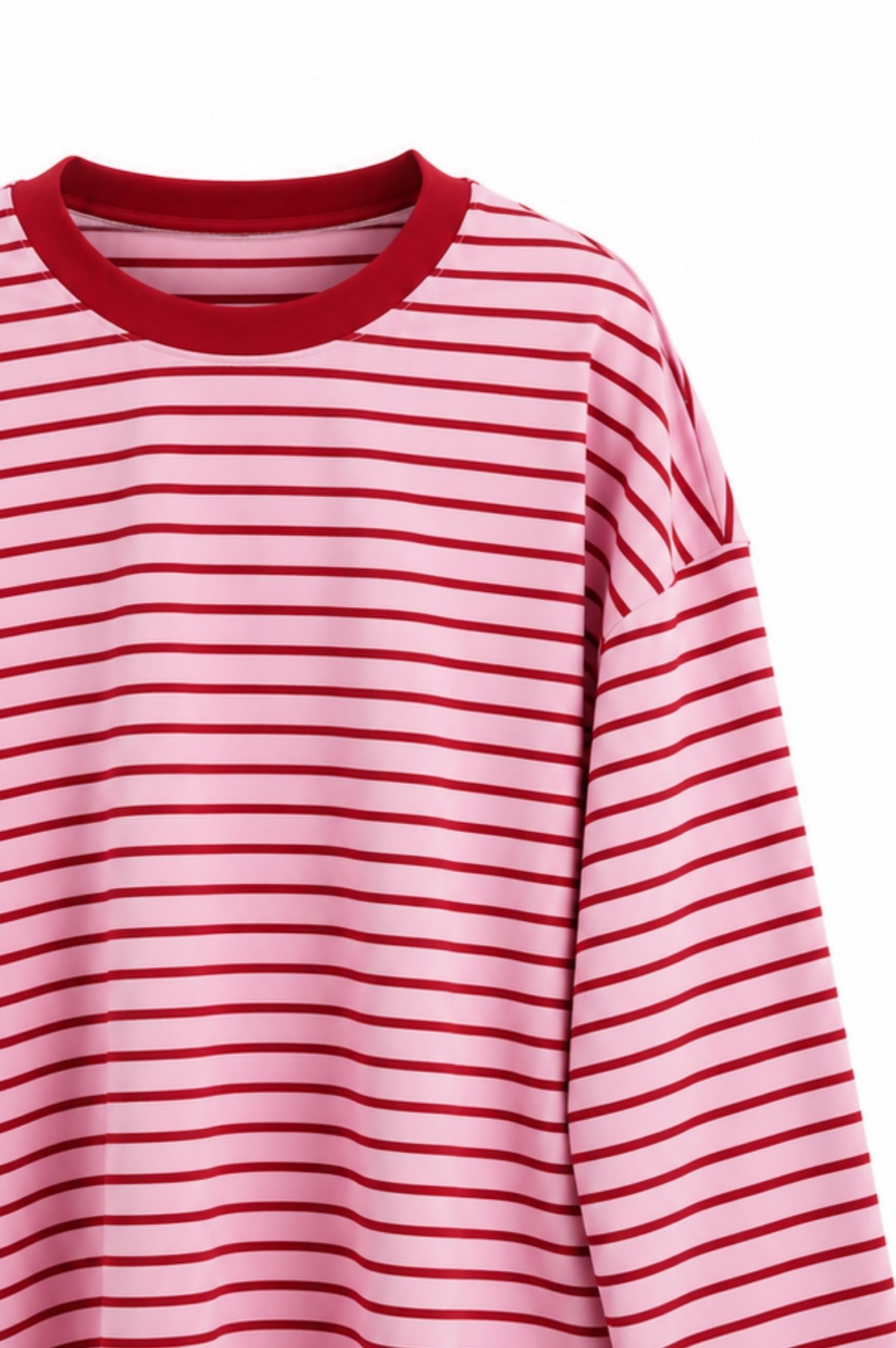 Baskılı Çizgili Sweat Pembe