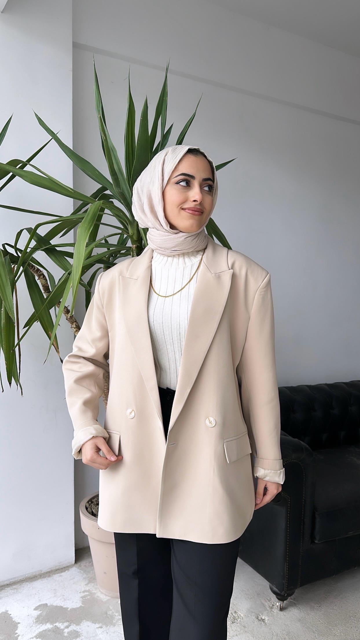 Blazer Ceket Bej